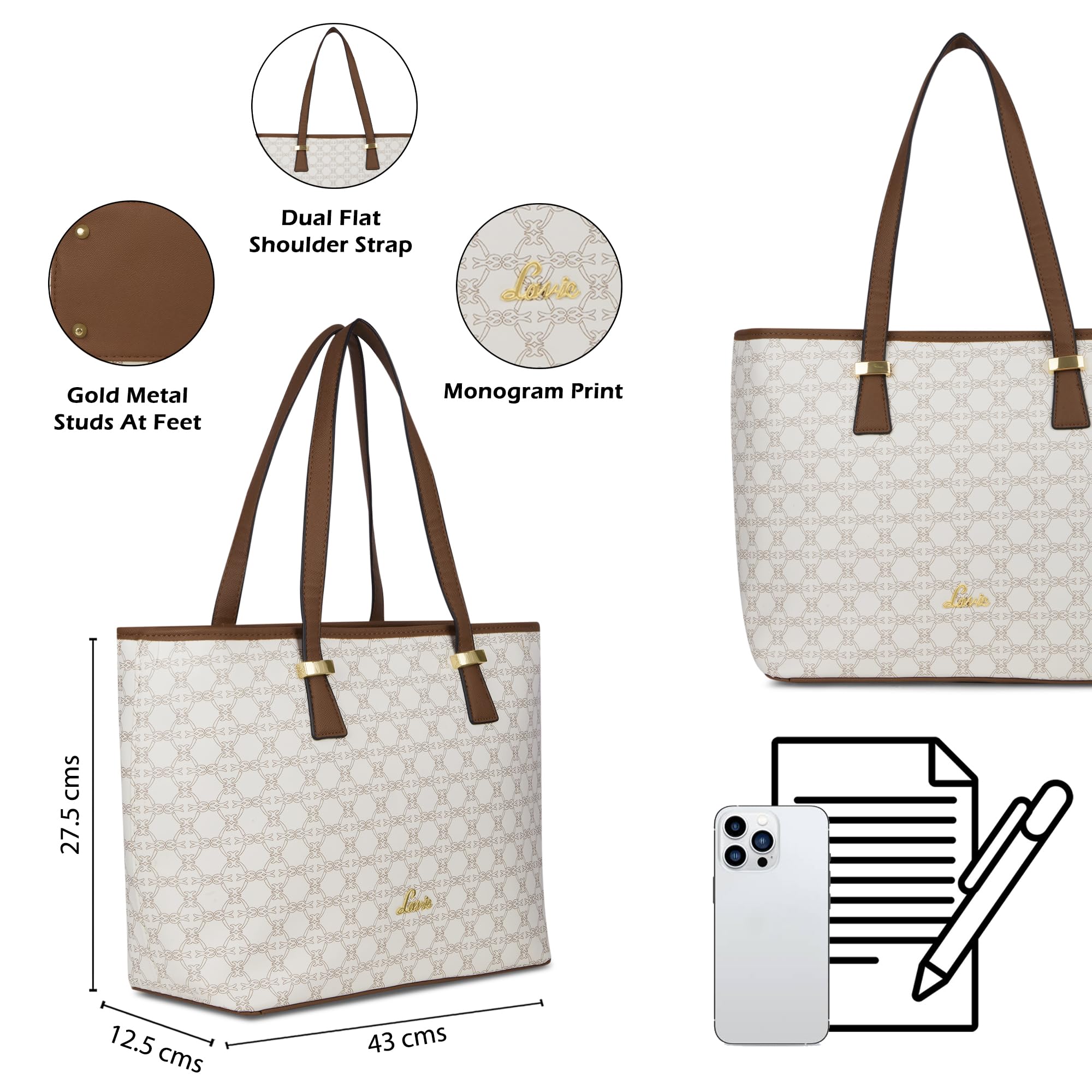 Lavie Women's Sherry Tote Handbag | Tote Bag for Work | Ladies Purse | Stylish Shoulder Bag | Gift for Women | Rakhi Gift for Sister