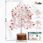 Axilla Natural Rose Quartz Crystal Tree with Wooden Base | Heart Chakra Healing Pink Stone Tree of Life | Feng Shui Romantic Room Decor & Positive Energy Good Luck Gift for Couples