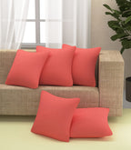 Yellow Weaves Cotton 250 TC Canvas Decorative Cushion Covers, (24 X 24 Inches) Set Of 5, Peach