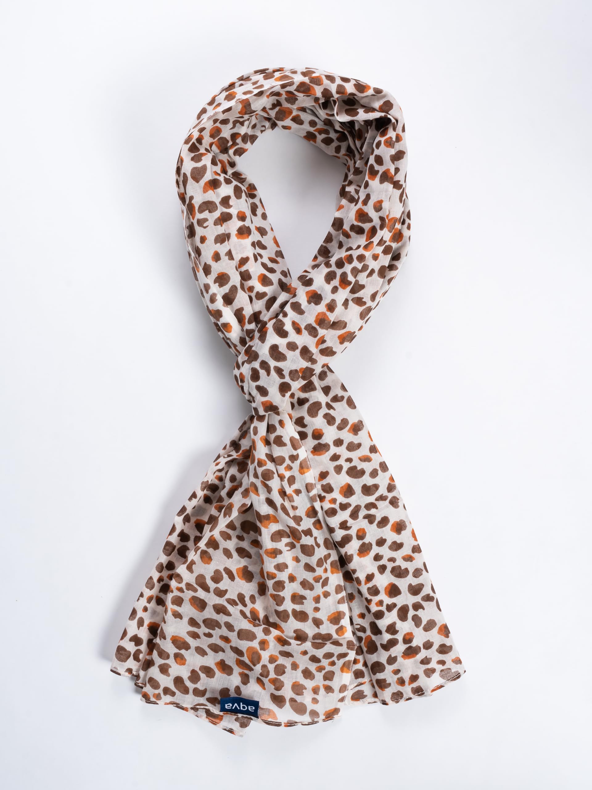 AQVA Printed Cotton Scarf for Women Stylish (Cheetah Dark Brown) | Head and Face Cover Scarf for Girls with 100% Cotton | Soft & Lightweight Scarves/Stoles for all Weather (72 x 43 in)