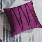 Khooti Velvet Striped Cushion Cover Pack of 1-30 x 30 / 76 x 76 cm | Purple | Soft Pillow Covers Cushion Case for Sofa Bedroom Livingroom Chair Car, Cushion Cover with Zig Zag Pattern