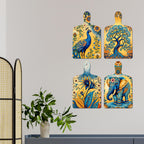 Artvibes Peacock Tree & Elephant Traditional Pichwai Art Decorative MDF Wooden Wall Art for Home | Handcrafted Art | Graphic Artwork | Wall Poster | Sceneries | Unique Gift (WH_5624N), Set of 4
