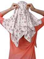 7 season's Cotton Scarf Cum Mask Scarves Usable For Vehicle Driver|Multi Colour Printed Design|Universal Size|For Girl & Female|Breathable Sun Protection Light Weight (White-S Red Dhingli)