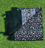JAHAN TEXTILE kai Floral Printed Scarf for Women | Soft Lightweight Dupatta/Stole with Tassels | Elegant Ethnic & Casual Wear Wrap | Stylish Designer Shawl for All Seasons (Dark Green)