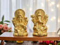 KridayKraft Metal Lakshmi & Ganesha Idol Pair – Gold-Finish Mini Statues (7.5 cm × 4 cm Each), 160 g – Auspicious Home Puja Decor & Diwali Gift