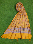 JAHAN TEXTILE mustard Floral Printed Scarf for Women | Soft Lightweight Dupatta/Stole with Tassels | Elegant Ethnic & Casual Wear Wrap | Stylish Designer Shawl for All Seasons (Mustard)