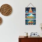 Artvibes Ganesha with Elephants & Turtle Mandala Art Auspicious Wooden Art Work Wall Hanging For Properity | Spiritual Decor Items | Wall Poster| Stylish Modern Decor Item | Gift Items (WH_9446N)