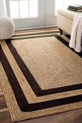 Xenluxe Handwoven Natural Jute Black DP Braided Carpet Mats | Reversible Eco-Friendly, Durable, Non-Slip Area Rugs for Living Room, Bedroom, Kitchen (J- Black DP, 4x6 feet) Kafalo