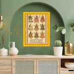 British Terminal Traditional Temple Design Photo Frame with Hanging Bells, Wall Art for Living Room (24x36 inch)