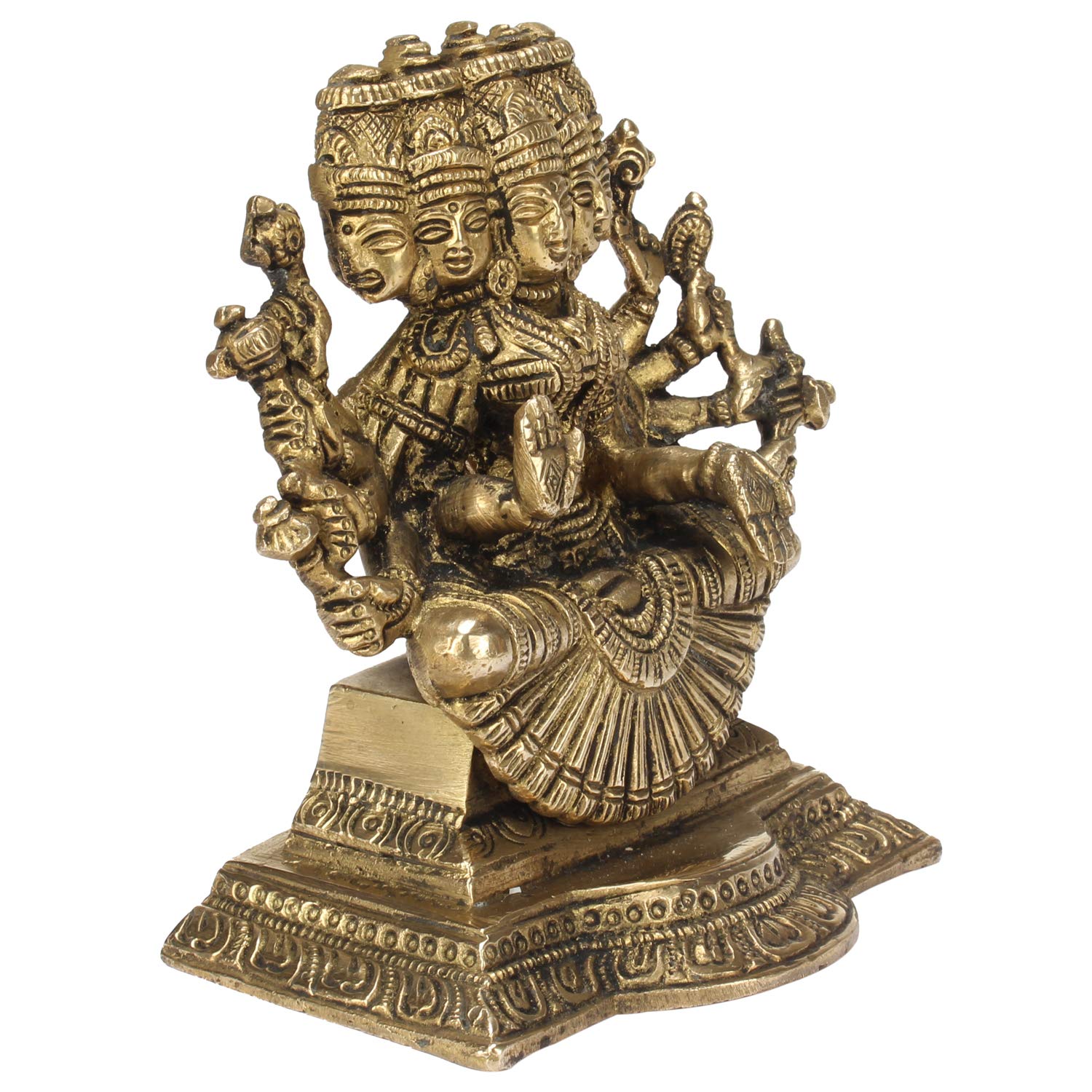 SVARUP Brass Panchmukhi Gayatri MATA Devi Idol Savitri Statue, Home Decor, Savitri, Vedamata Murti,Gold, 5 Inch, 1 Piece