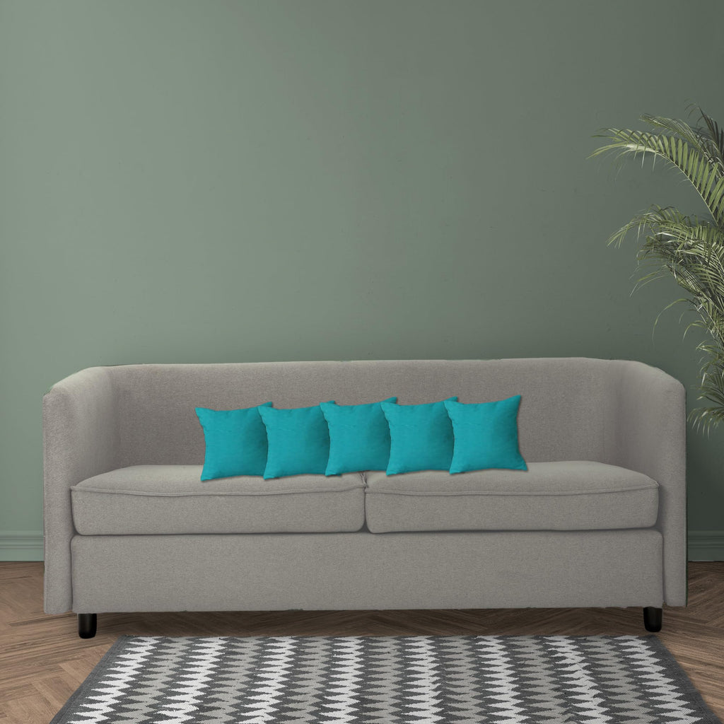 Trance Home Linen 100% Thick Cotton Printed 12x12 inch Cushion Covers for Sofa and Diwan | Throw Pillow/Small Cushion Pillow Covers (12x12 inch | 30cmx30cm, Slate Blue) – Set of 5