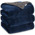 GADDA CO Super Soft Polyester Micromink Sherpa Blanket for Summer/AC & Mild Winter – Flannel Solid Dark Blue, Single Size 150 x 228 cm (Approx. 4 x 7 ft), 200 TC Kafalo