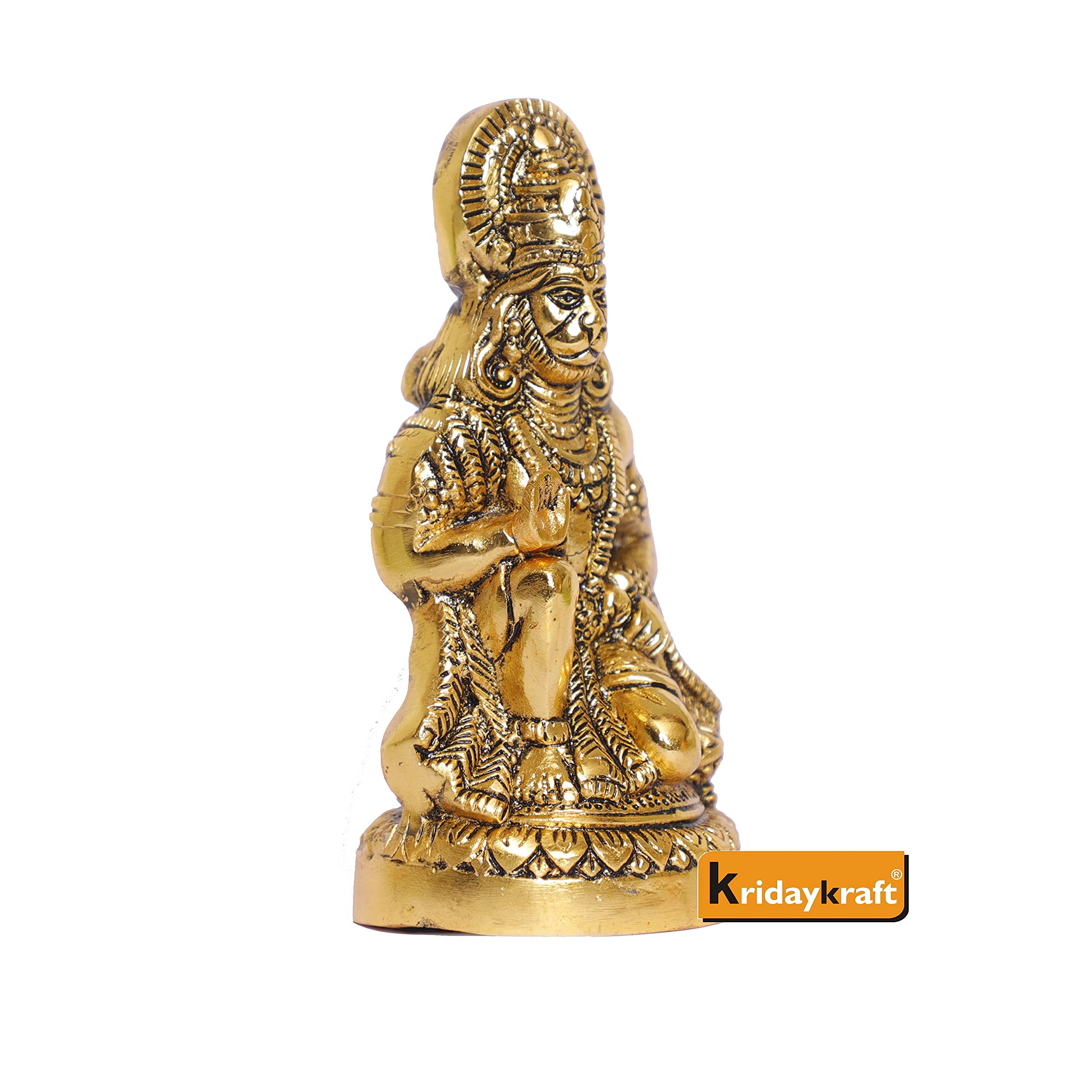 KridayKraft Hanuman ji Metal Statue,Bajrangbali Murti for Pooja & Decor Your Home,Office,Religious Idol Statue Gift Purpose,Table Showpiece Figurines,Pack of 1 Hanuman Ji Murti for Car Dashboard...