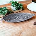 KridayKraft Hand Crafted Metal Leaf Shape Silver Plated Tray Perfect for Home Centre Table Serving Dry Fruits (Silver, Pack of 1)