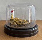 Kratidecor Golden Shri Ram Mandir Ayodhya Model Authentic Designer Temple Covered by a Glass Dome - Perfect for Home Decor, and Spiritual Gifting