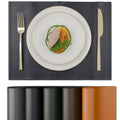 Encasa XO Faux Leather Dining Table Placemats, Water Repellent Navy Blue Kafalo