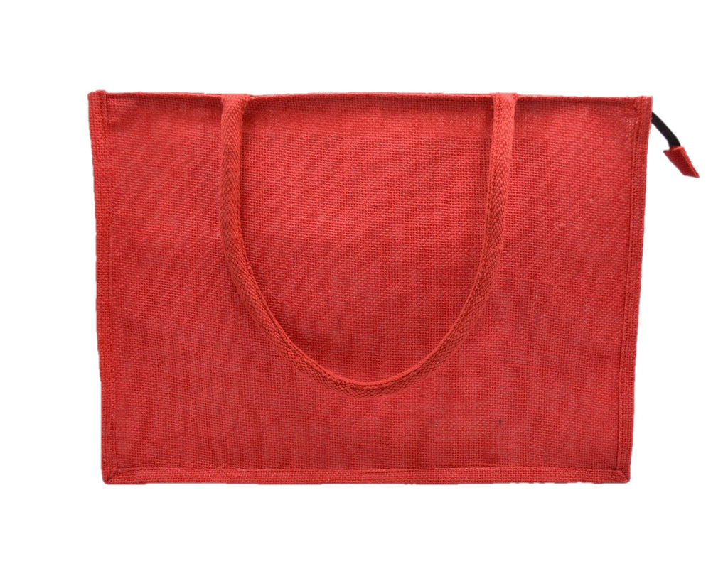 JUTEKA Multicolor spacious Jute Bag with Zipper Closure, Full Size Front Pocket and Large Handles…