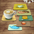 Artvibes Printed MDF Wooden Coasters for Home and Kitchen | Dining Table Decor | Square Coasters | Kitchen Decorative Items | Table Decoration | Home Decor (Set of 6 | 4x4 Inch)(Tea Coffee) TC_2006