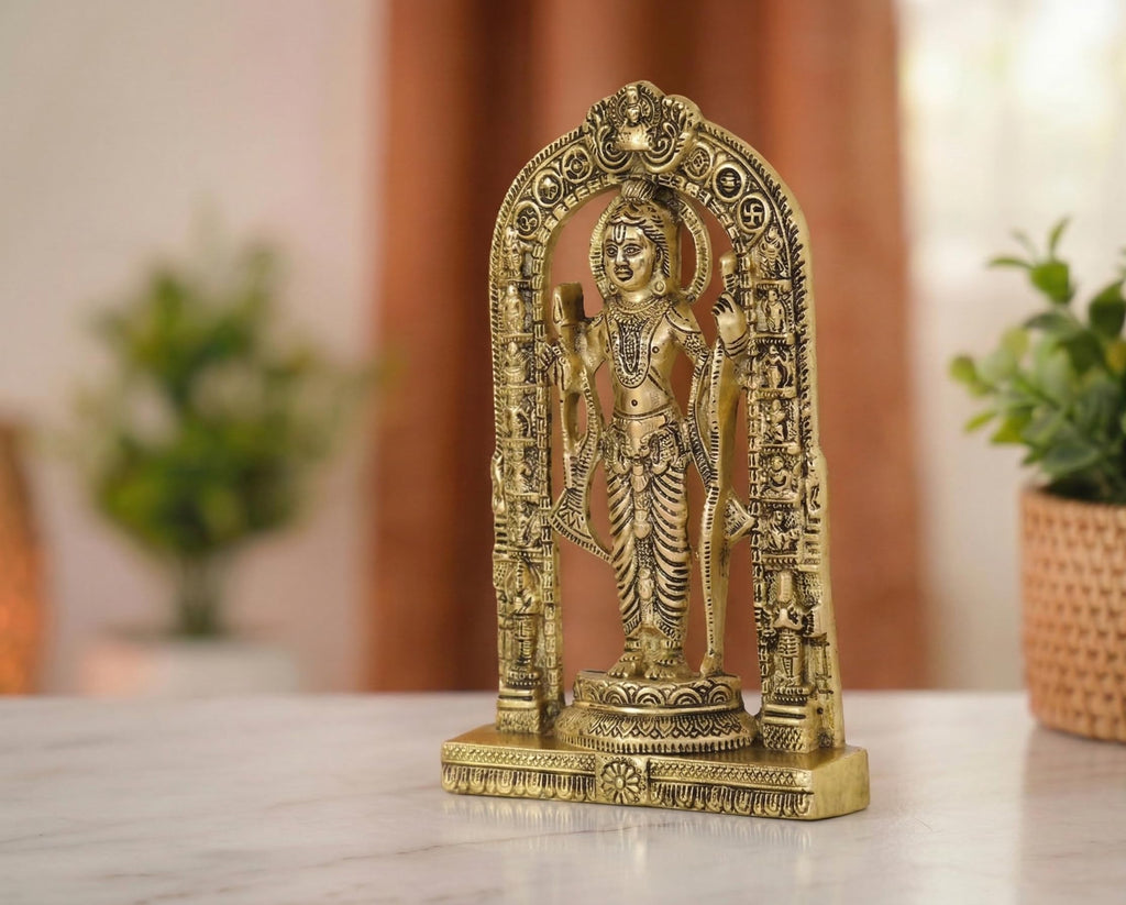 KridayKraft Ayodhyawasi Shree Ram Lalla Murti/God Idols/Ayodha's Shree Ram Statue/Home Decor/Decorative Items for Living Room/Office/Show Piece Gold Religious