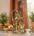 KridayKraft Metal Chair Ganesh ganpati Idol with Reading Ramayan Home Decoration and Gifts for Your Love Once