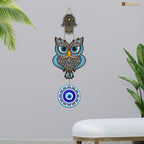 Artvibes Owl Shape Luck Prosperity MDF Wood Wall Hanger Ornaments For Vastu For Home Decoration | Livingroom | Spiritual Decor Item | Wall Illustrations | Ethnic Wall Decor | Wall Art Print (WH_8511N)