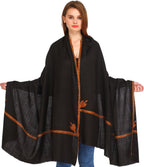 Exotic India Women's Shawl (SWJ26-jet-black_Jet Black_Free Size)
