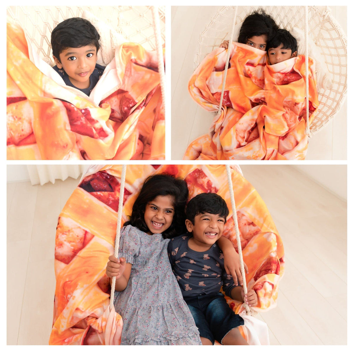 JUICEBERRY Apple Pie Blanket Throw for Kids & Adults; Lightwight & Soft for Sofa, Couch, Bed & Travel; Gifting for Foodies and Loved Ones, Food Blanket, Round 172cm Kafalo