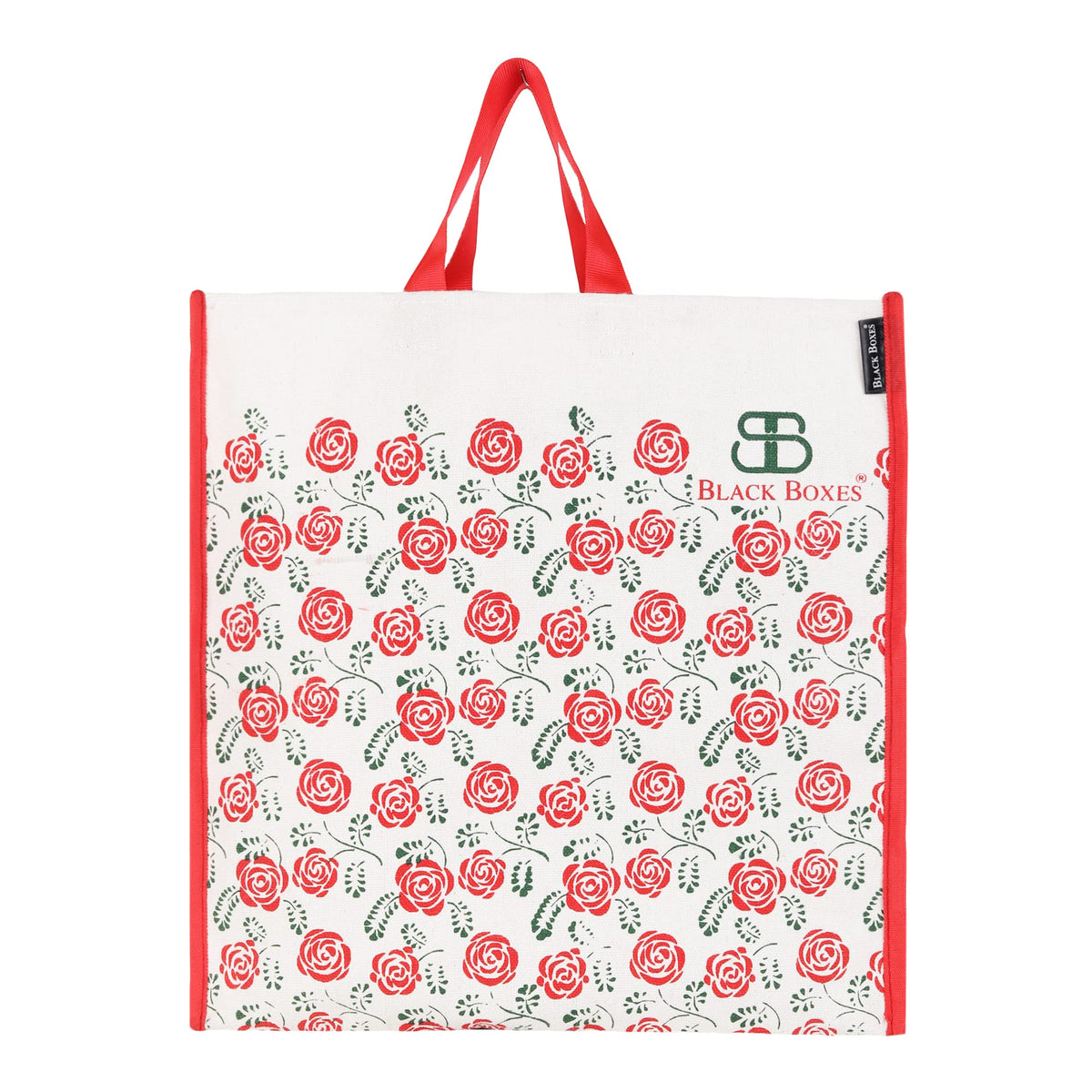 BLACKBOXES Big Eco Cotton Canvas Shopping Bags for Carry Milk Grocery fruits Vegetable with Reinforced Handles jhola Bag - Kitchen Essential (16x5.5x14.5-inches) (Red)
