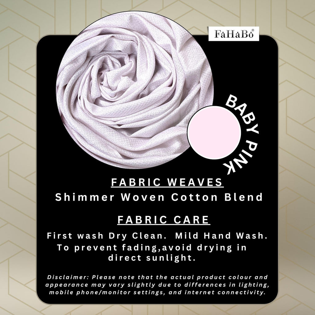 FAHABO Shimmer Woven Cotton Blend Scarf for Women – Lightweight Hijab & Stole Wrap | 73 x 29 Inches (Baby Pink)