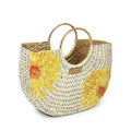Habere India-All the Cultures Fabricating India Small Tote | Straw Bag | Basket | Beach Bags for Women | Boho Bags | Women Handbag | Half Moon Bag (Design 04)