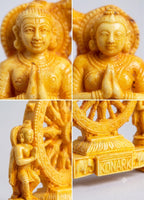 Zenith Zone konark Chakra Wheel showpiece – Handcrafted Sun Temple Sculpture for Home Decor, Office Desk, or Gift – Traditional Indian Artifact in Vibrant Yellow