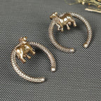 Macsoax Antique Brass Cow Motif Earrings for Women – Handcrafted Ethnic Hoop Design, Textured Traditional Jewelry for Festive & Casual Wear