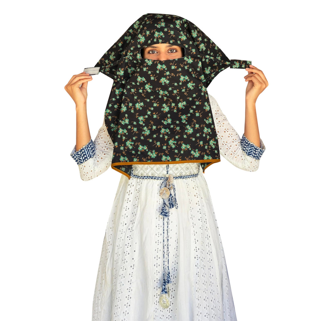 Switchon Rayon Innovative scarf for Women with closer Hook and Loop Tape size adjustable (Black,Green)
