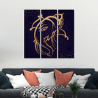 VIBECRAFTS Shree Ganesh Ji 3 Pieces Canvas Wall Painting Fitted With Wooden Frame For Home | Office | Living Room | Gifts (PTVC3Pcs1_9554)