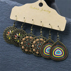 SMALLLOVE Vintage Bohemian Earrings for Women Unique Handmade Boho Retro Tribal National Bronze Round Circle Geometry Carved Pattern Tassel Dangle Drop Statement Earrings Jewelry Gifts, Medium, Metal