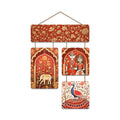 Artvibes Traditional Elephant Peacock & Groom Bride Wooden Art Decoration Item for Home | Wall Sculpture | Signs & Plaques | Graphic Artwork | Art Print | Wall Accents | Unique Gift Items (WH_6540N)