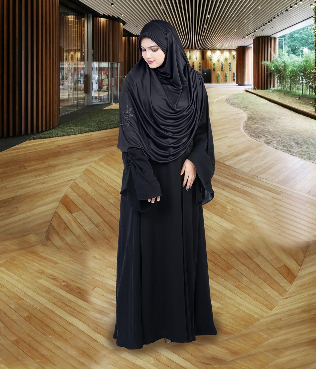 Mehar Hijab's Glamour in Modesty Fazluna Sigle side Frill Hijab XL (XXL, BLACK)