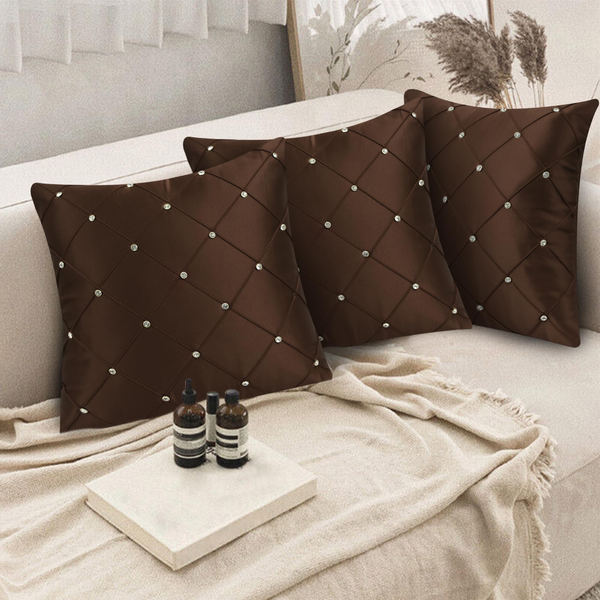 JDX Attractive Cushion Cover Set for Living Room and Sofa, 8047_Brown
