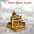 eXme 3D Shree Khatu Shyam Ji Wooden Miniature Temple Statue – Handcrafted Mandir Idol for Home, Office, Car Dashboard & Gifting | Decorative Spiritual Showpiece (W 7.5 x D 10 x H 11 cm)