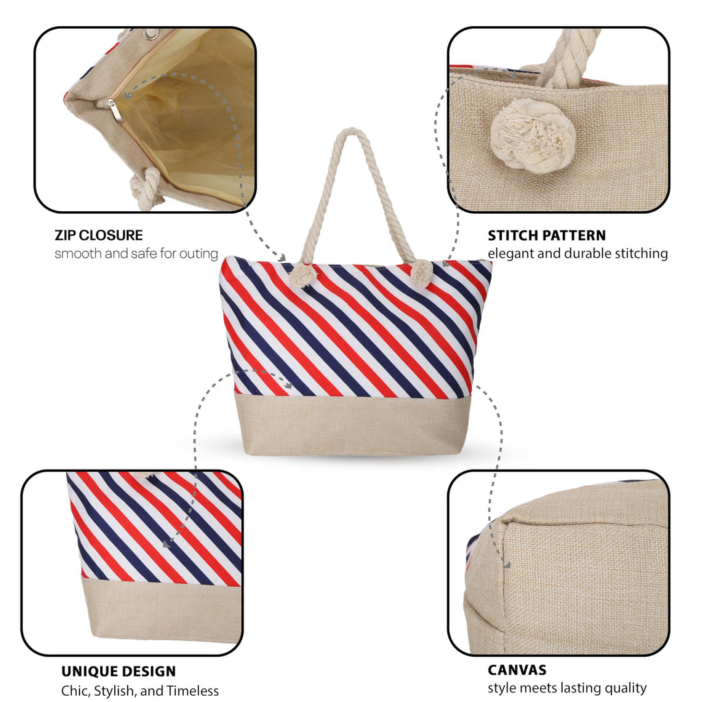 SIBY Tote Bag - Canvas Rope Handle Bag with Zipper Closure, Spacious Interior Pocket - Modern Style, Ideal for All Occasions