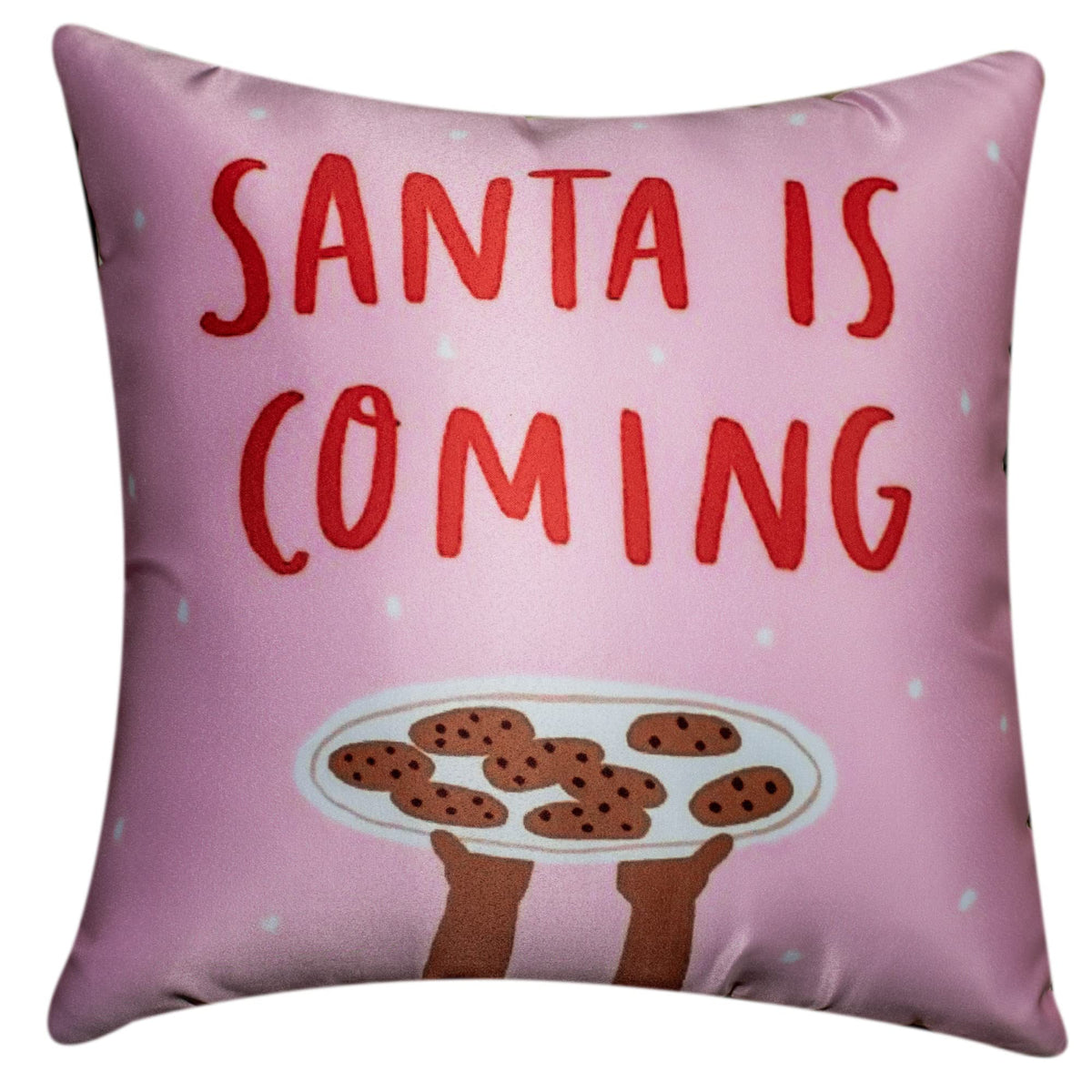 Vendola Decorative Merry Christmas Satin Cushion Cover 16 Inch x 16 Inch, Set of 5, 16 16, Sofa Pillow Cover Set for Home, Sofa & Living Room, Christmas Tree Print, Pink, 16X16 Inches