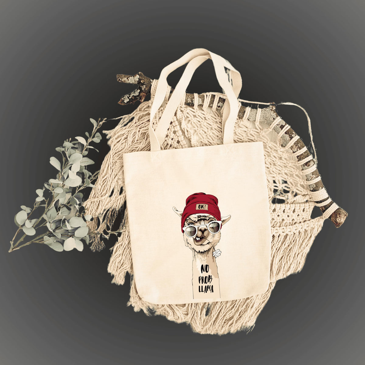 snapiq COTTON 350 GSM Canvas Tote Bag for Women and Girls Thick Fabric with Zipper (Beige, Lama)
