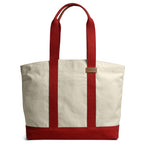 DailyObjects Ivory-Crimson Red Field Tote Bag |Canvas Tote Shoulder Bag Fits upto 14 Laptop for Women and Men Work & Daily Use |Handcrafted from premium cotton canvas perfect for Work & Daily Use