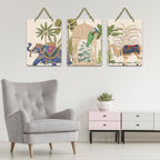 Ranovaa Wooden Hanging | Unique Artistic Craft For Living Room Bedroom Kitchen Temple Office | Handmade Royal Elephant Camel Peacock Art For Home Decor | Handcrafted Decoration Panel (DWA_96134)