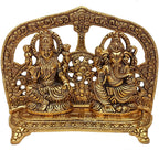 Prince Home Decor & Gifts White Metal Laxmi Ganesh Statue for Diwali Pujan Gold Plated with Agarwati Holder Diwali Offer