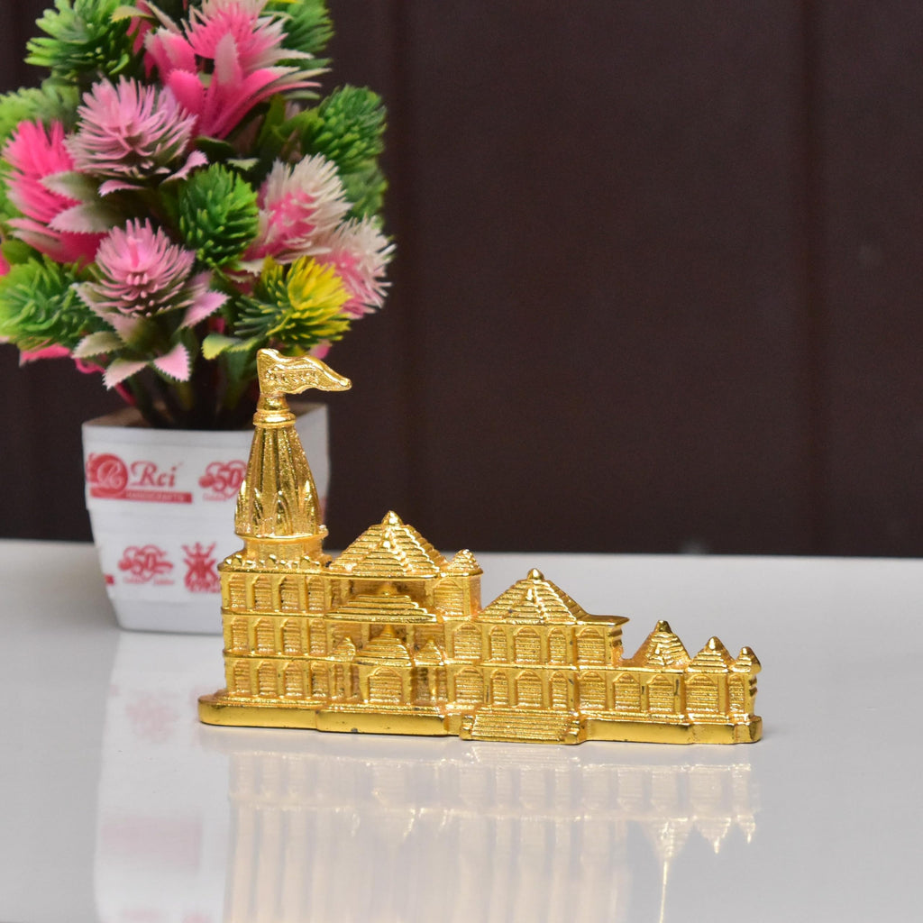 Decorative Golden Statue for Home, Office or Living Space,KridayKraft Metal Shri Ram Janam Bhumi Ayodhya Architectural Shree Ram Mandir Model Prabu Showpiece