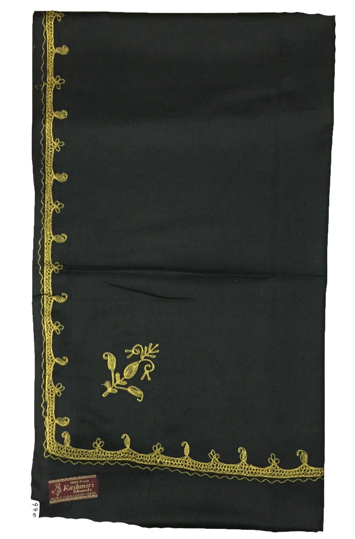 Womens Black Side Boadered Tilla Work Shawl In Black Colour