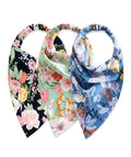 Chuppinz 3Packs Bandanas For Women, Boho Triangle Headbands, Floral Bandanas Headscarf Chiffon Hairbands Elastic Hair Scarf Boho Headbands Hair Accessories For Women Girls