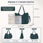 12o12 Women's Large Tote Bag for Office, Travel, Shopping, Daily Use | Shoulder Handbag, Gift for Girls, Stylish Ladies Purse | Fits Upto 15.6 Laptop, A4 Files etc. (Bottle Green)