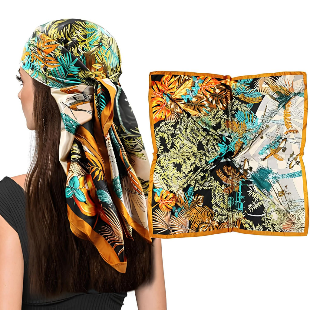 CoolShef Silk Like Satin Scarf for Women Large 35 Square, Lightweight